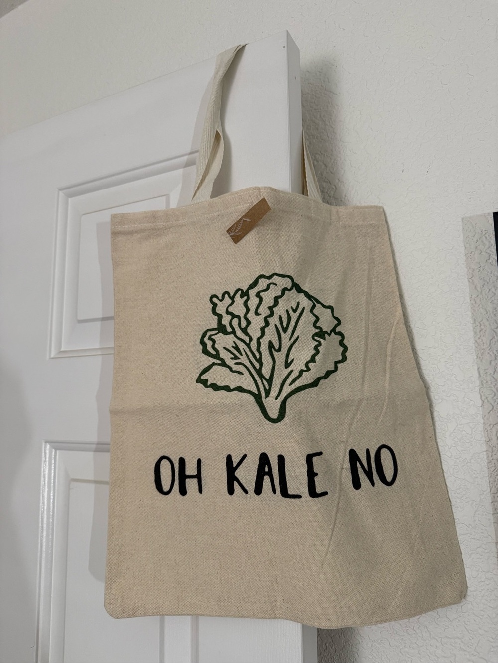 โOh Kale Noโ Cotton Tote Bag - Natural/Green